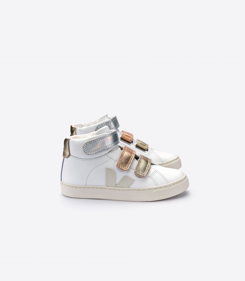 Mid Straps Leather White Shiny Veja Series