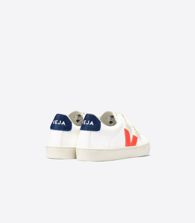 Collection Veja Chromefree Leather White Orange Fluo Cobalt