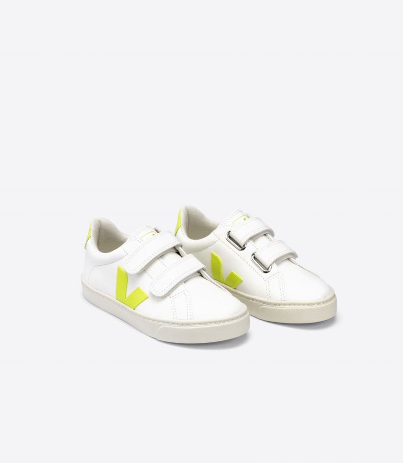 Perfect Chromefree Leather White Jaune Fluo Veja