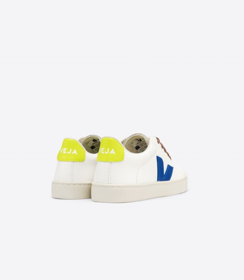 Veja Perfect Laces Chromefree Leather White Indigo Jaune Fluo