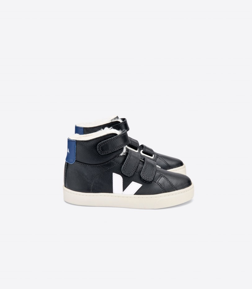 Mid Fured Chromefree Leather Black White Cobalt Veja Collection