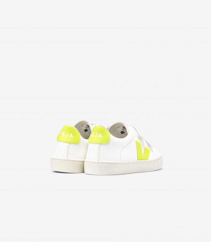 Veja Collection Chromefree Leather White Jaune Fluo