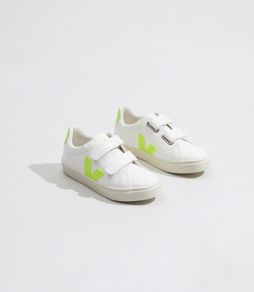 Veja Collection Chromefree Leather White Jaune Fluo