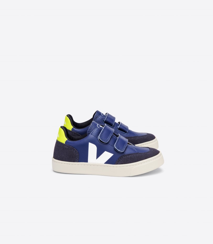 Veja Series Chromefree Leather Cobalt White Jaune Fluo