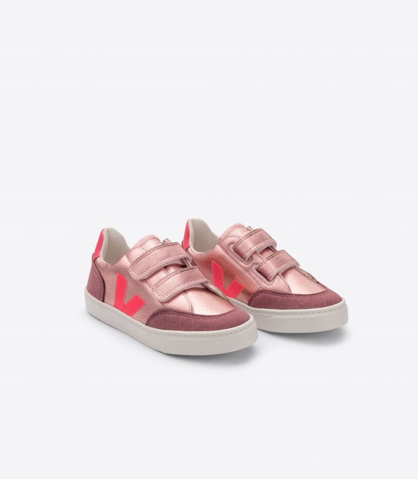 Chromefree Leather Nacre Rose Fluo Veja