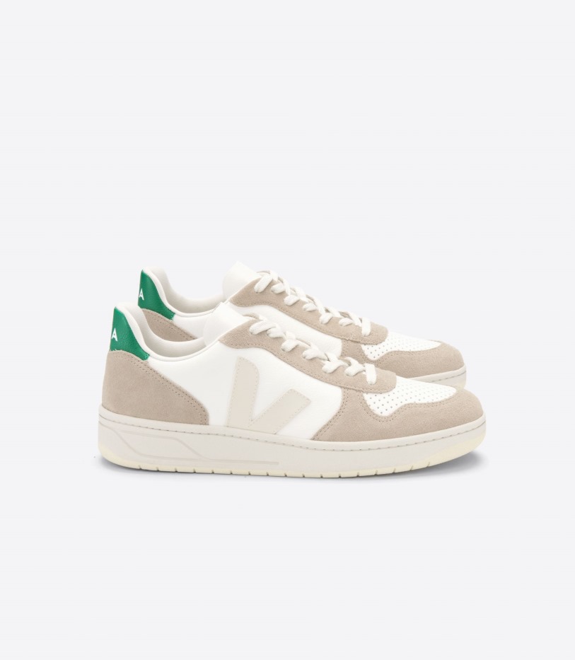 Veja Series Chromefree Leather White Sahara Emeraude