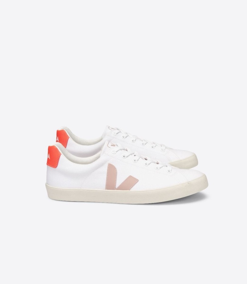 Original Veja Se Canvas White Babe Orange-Fluo