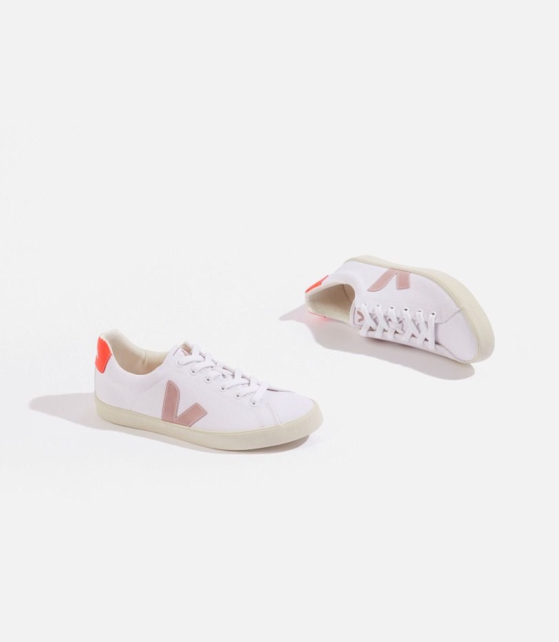 Original Veja Se Canvas White Babe Orange-Fluo