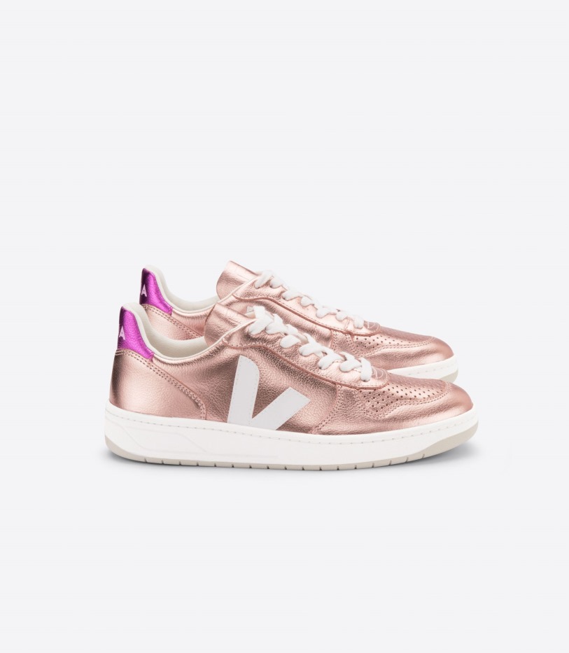 Leather Nacre White Fushia Veja Series