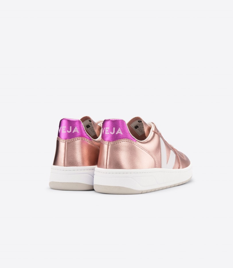 Leather Nacre White Fushia Veja Series