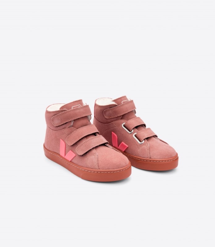 Veja Esplar Mid Fured Suede Dired Petal Rose Fluo