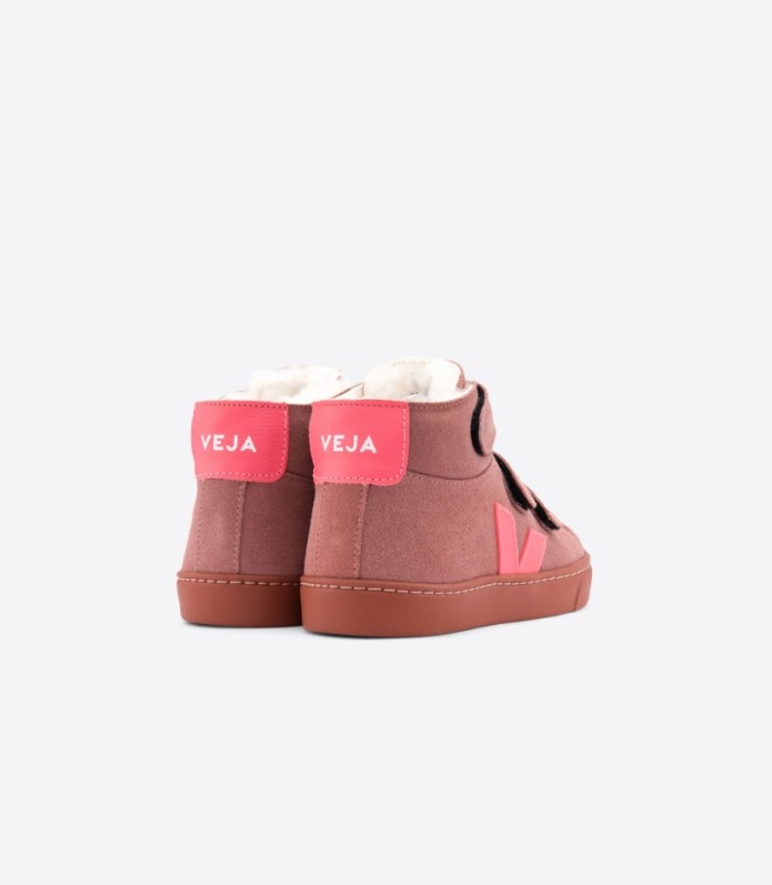 Veja Esplar Mid Fured Suede Dired Petal Rose Fluo